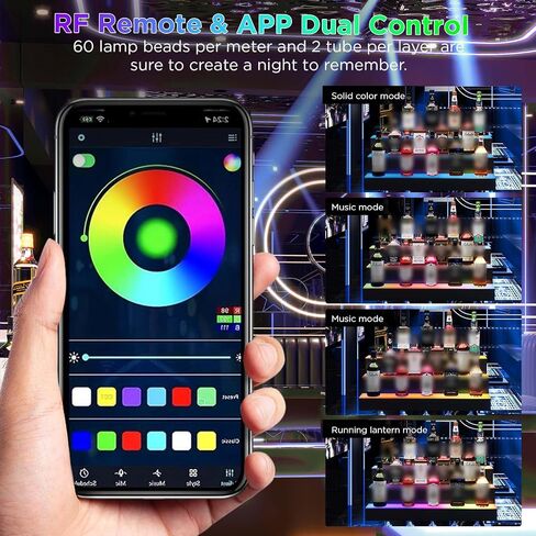 Dethan 2 Tier 15 بوصة عرض زجاجة زجاجة رف - رفوف النبيذ مع أرفف بار متعددة الألوان ، للأندية التجارية للأندية التجارية in Kuwait