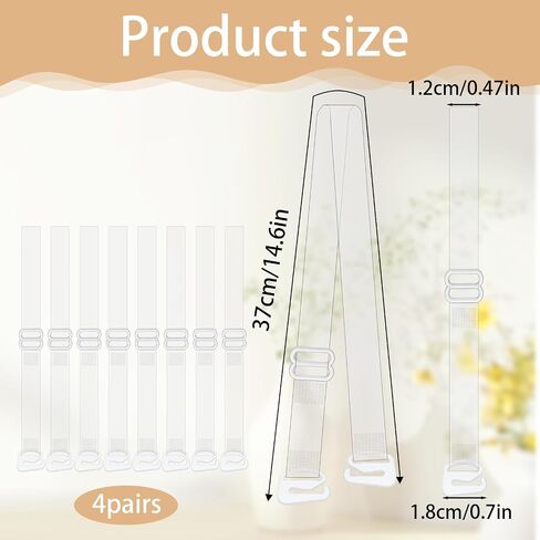 4 Pairs Clear Bra Straps For Women, Transparent Bras Straps Non-Slip Adjustable Bra Strap, Invisible Strap Bras for Women Girls Strapless Wedding Dress in Saudi Arabia