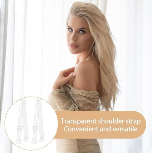 4 Pairs Clear Bra Straps For Women, Transparent Bras Straps Non-Slip Adjustable Bra Strap, Invisible Strap Bras for Women Girls Strapless Wedding Dress in Saudi Arabia
