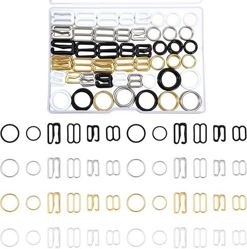 240 Pcs Swimsuit Bra Strap Hooks Bra Strap Slide Rings Replacement Slider Metal Bathing Suit Clips Clasp Bathing Suit Clasp Replacement 3 Styles for Swimsuit Tops and Slip Dress in Kuwait