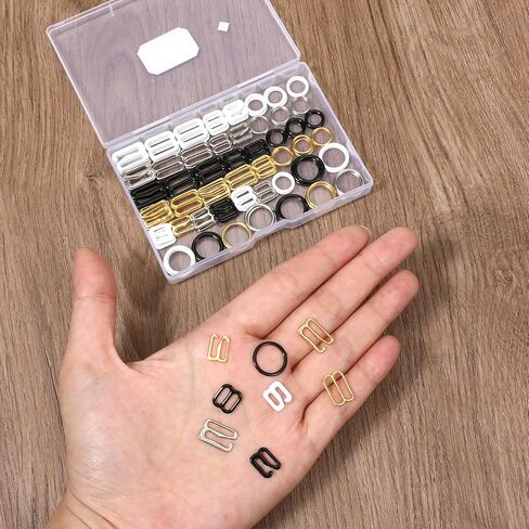 240 Pcs Swimsuit Bra Strap Hooks Bra Strap Slide Rings Replacement Slider Metal Bathing Suit Clips Clasp Bathing Suit Clasp Replacement 3 Styles for Swimsuit Tops and Slip Dress in Kuwait