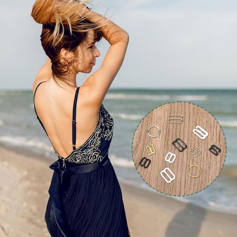 240 Pcs Swimsuit Bra Strap Hooks Bra Strap Slide Rings Replacement Slider Metal Bathing Suit Clips Clasp Bathing Suit Clasp Replacement 3 Styles for Swimsuit Tops and Slip Dress in Kuwait
