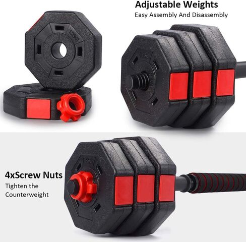 wolfyok Dumbbells Set, Adjustable Weights 3-in-1 Set Barbell 44Lb/66Lb, Home Gym Equipment for Men Women Gym Workout Fitness Exercise with Connecting Rod in Saudi Arabia
