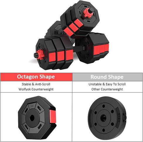 wolfyok Dumbbells Set, Adjustable Weights 3-in-1 Set Barbell 44Lb/66Lb, Home Gym Equipment for Men Women Gym Workout Fitness Exercise with Connecting Rod in Saudi Arabia