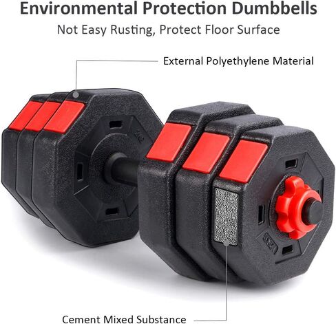 wolfyok Dumbbells Set, Adjustable Weights 3-in-1 Set Barbell 44Lb/66Lb, Home Gym Equipment for Men Women Gym Workout Fitness Exercise with Connecting Rod in Saudi Arabia