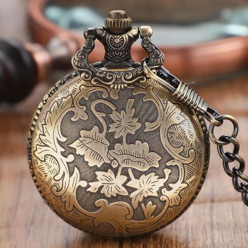 Realpoo Silvery Shield Quartz Pocket Watch Quartz Movement,Quartz Pocket Watches Arabic Numeral Digital Scale with Chain Clip for Men in Saudi Arabia