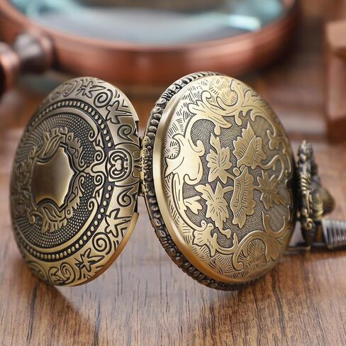 Realpoo Silvery Shield Quartz Pocket Watch Quartz Movement,Quartz Pocket Watches Arabic Numeral Digital Scale with Chain Clip for Men in Saudi Arabia