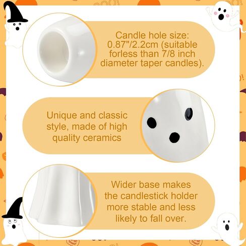 Mumufy 6 PCS Halloween Ghost Candlestick Holder Sceramic Ghost Shape Candle Stick Holder Halloween Taper Candleholder Concerative Concertiat in Saudi Arabia