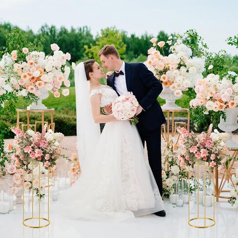 Geelin 8 Pcs Cylinder Pedestal Stands for Parties 35.4/31.5/27.6/23.6 Inch Gold Metal Cilindro para Fiestas Cake Pedestal Plant Cylinder Stands for Vases Flowers Wedding Birthday Party Decorations in Saudi Arabia