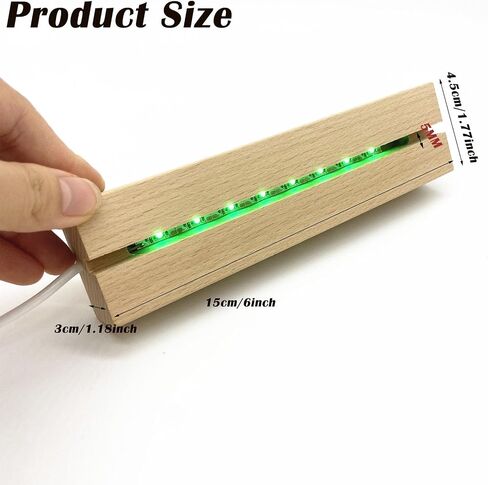4pcs 6 "قاعدة مصباح LED خشبي ، قاعدة خفيفة مصباح خشبي ملون ، قاعدة مصباح LED قاعدة لايت قاعدة ليلية لفيلم أكريليك ثلاثي الأبعاد الفنية الزجاجية in Kuwait