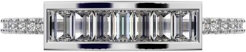 Clara Pucci 0.47 CT Baguette Cut Moissanite Dainty Minimalist Channel أفقي بار Pave Light Right 14k صلب أبيض النطاق الزفاف اليومي in Saudi Arabia