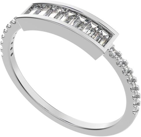 Clara Pucci 0.47 CT Baguette Cut Moissanite Dainty Minimalist Channel أفقي بار Pave Light Right 14k صلب أبيض النطاق الزفاف اليومي in Saudi Arabia