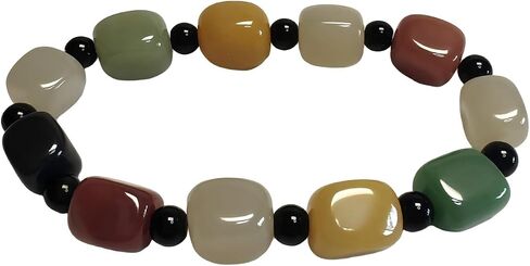 سوار Jade Bead ، طبيعية ، منحوتة يدويًا مجوهرات الأحجار الكريمة ، تصميم شفاف وملون ، مرن ، هدايا شفاء ، هدية احتفالية لأبها الأم ، عيد الميلاد ، أعياد الميلاد ، مربع in Saudi Arabia