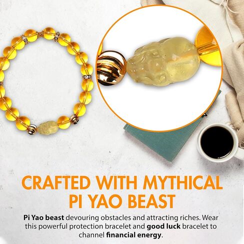 سوار Feng Shui ، سوار Crystal Lucky Charm Constellation من أجل حظ جيد مع Guardian الطبيعية للسيترين و Pixiu - جذب الثروة والحماية والثروة ، سلسلة للرجال والنساء in Kuwait