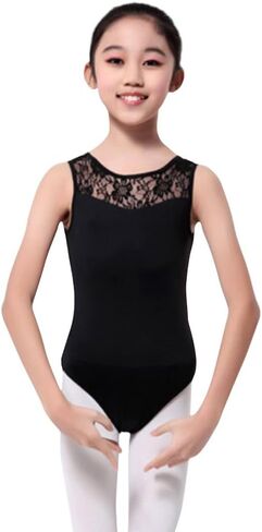 GSHA Girls Slobess Lace Ballet Dancewear Leotard Black White Gymnastics Tops Comples in Saudi Arabia