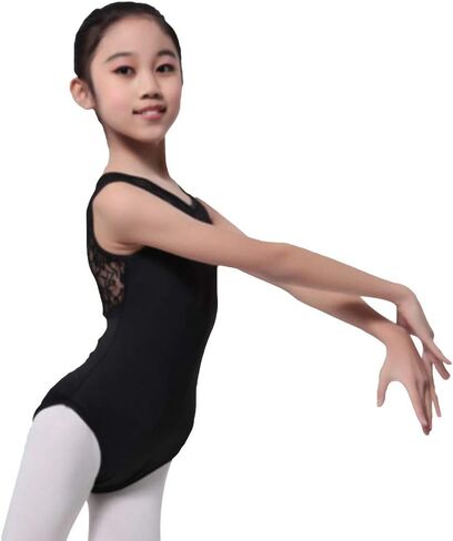 GSHA Girls Slobess Lace Ballet Dancewear Leotard Black White Gymnastics Tops Comples in Saudi Arabia