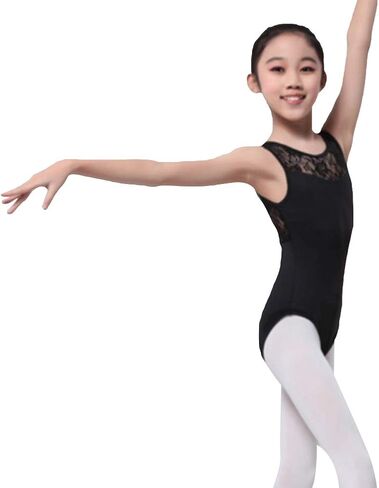 GSHA Girls Slobess Lace Ballet Dancewear Leotard Black White Gymnastics Tops Comples in Saudi Arabia
