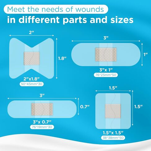 OK TAPE Waterproof Clear Adhesive Bandages, Bulk 160 ct Sheer Assorted Sizes with Individually Wraps for First-Aid Wound Care, Variety Bandage Pack for Minor Cuts & Scrapes - Stays Put in The Shower in Saudi Arabia