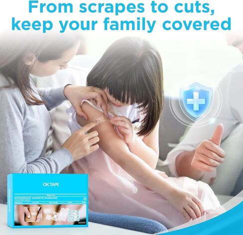 OK TAPE Waterproof Clear Adhesive Bandages, Bulk 160 ct Sheer Assorted Sizes with Individually Wraps for First-Aid Wound Care, Variety Bandage Pack for Minor Cuts & Scrapes - Stays Put in The Shower in Saudi Arabia