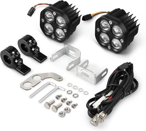 مجموعة الإضاءة الأمامية السوداء Nicecnc متوافقة مع Yamaha Tenere 700 XTZ700 2019-2024 ، 25W 4PCS 3030 LED Chips 2000 Lumens Yellow White Light IP67 in Kuwait