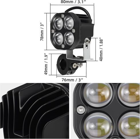 مجموعة الإضاءة الأمامية السوداء Nicecnc متوافقة مع Yamaha Tenere 700 XTZ700 2019-2024 ، 25W 4PCS 3030 LED Chips 2000 Lumens Yellow White Light IP67 in Kuwait