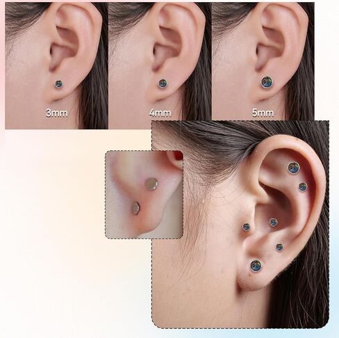 Limerencia 18G Titanium Body Bodich Jewelry ، G23 Hypoallergenic Flat Back Opal tragus tragus cartilage conch medusa medusa stud أقراط للنساء الرجال in Kuwait