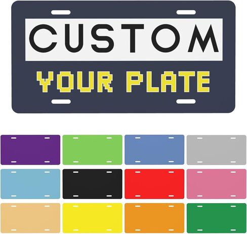 Personalized License Plate for Front of Car Design Your Own Custom Number Photo Logo Name Plate Customized Gift for Men Women 6x12 Inch, for Truck SUV, FBA-Black in Kuwait