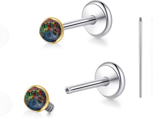 Limerencia 18G Titanium Body Bodich Jewelry ، G23 Hypoallergenic Flat Back Opal tragus tragus cartilage conch medusa medusa stud أقراط للنساء الرجال in Kuwait