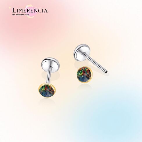 Limerencia 18G Titanium Body Bodich Jewelry ، G23 Hypoallergenic Flat Back Opal tragus tragus cartilage conch medusa medusa stud أقراط للنساء الرجال in Kuwait