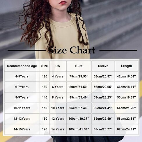Girls Sweatshirt Crop Tops for Teens Girl Loose Fit Crewneck Pullover Ribbed Long Sleeve Shirt with Thumb Hole 4-15Y in Saudi Arabia