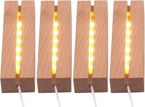 4pcs 6 "قاعدة مصباح LED خشبي ، قاعدة خفيفة مصباح خشبي ملون ، قاعدة مصباح LED قاعدة لايت قاعدة ليلية لفيلم أكريليك ثلاثي الأبعاد الفنية الزجاجية in Kuwait