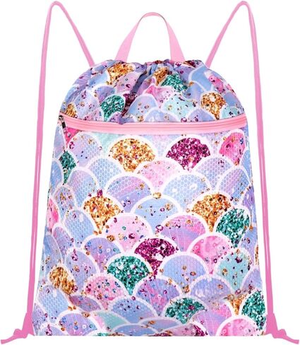 RLGPBON Drawstring Backpack for Kids Girls and Boy,Girls Gym Dance Bag,Sports Gym Bag for Girls Kids Waterproof Swimming Beach Sackpack in Kuwait
