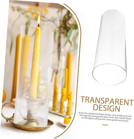 Vaguelly 4Pcs Transparent Glass Candle Shades Protective Candle Tube Covers for Gentle LED Flame High Borosilicate Glass Craft Candle Holders for Home Decor and Events in Saudi Arabia