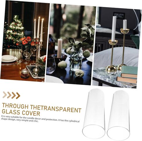 Vaguelly 4Pcs Transparent Glass Candle Shades Protective Candle Tube Covers for Gentle LED Flame High Borosilicate Glass Craft Candle Holders for Home Decor and Events in Saudi Arabia