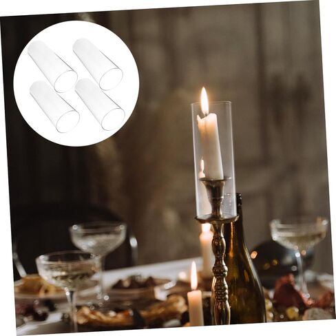 Vaguelly 4Pcs Transparent Glass Candle Shades Protective Candle Tube Covers for Gentle LED Flame High Borosilicate Glass Craft Candle Holders for Home Decor and Events in Saudi Arabia