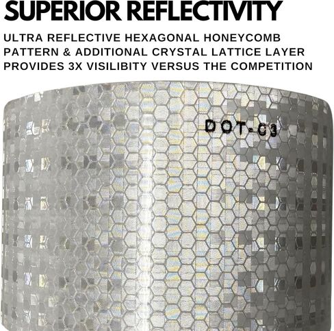 White DOT-C2 Reflective Tape Conspiciuity Tape - COMMERCIAL ROLL, HIGH INTENSITY, STRONG ADHESIVE- Automobile Car Truck Boat Trailer Semi (White) (2 IN x 20 FT) in Saudi Arabia