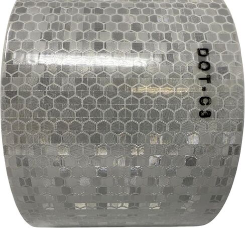 White DOT-C2 Reflective Tape Conspiciuity Tape - COMMERCIAL ROLL, HIGH INTENSITY, STRONG ADHESIVE- Automobile Car Truck Boat Trailer Semi (White) (2 IN x 20 FT) in Saudi Arabia