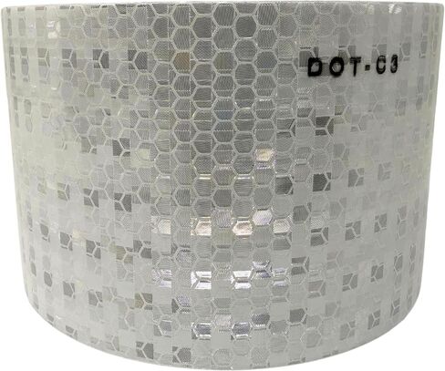 White DOT-C2 Reflective Tape Conspiciuity Tape - COMMERCIAL ROLL, HIGH INTENSITY, STRONG ADHESIVE- Automobile Car Truck Boat Trailer Semi (White) (2 IN x 20 FT) in Saudi Arabia