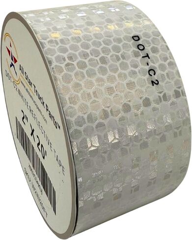 White DOT-C2 Reflective Tape Conspiciuity Tape - COMMERCIAL ROLL, HIGH INTENSITY, STRONG ADHESIVE- Automobile Car Truck Boat Trailer Semi (White) (2 IN x 20 FT) in Saudi Arabia