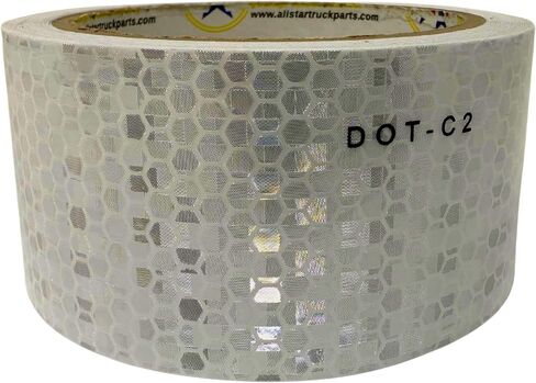 White DOT-C2 Reflective Tape Conspiciuity Tape - COMMERCIAL ROLL, HIGH INTENSITY, STRONG ADHESIVE- Automobile Car Truck Boat Trailer Semi (White) (2 IN x 20 FT) in Saudi Arabia