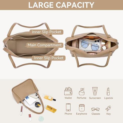 BOSTANTEN Purses for Women Trendy Small Shoulder Bag Vegan Leather Hobo Handbags with Double Zipper in Kuwait