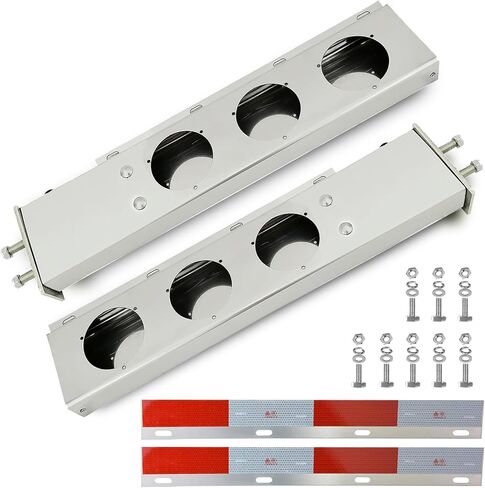 Stainless Steel Mud Flap Hanger with 4" Light Cutouts Aluminum Reflectors,Spring Loaded,30" Length,2 1/2" Bolt Spacing Bracket Mudflap Holder, W/ Screws Nuts for Mudflap,Semi Truck (Round) in Kuwait