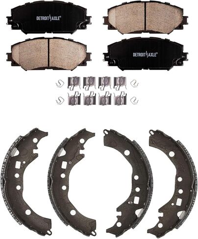 Detroit Axle - Brake Pads Brake Shoes for 2009-2019 Toyota Corolla 2008-2014 Scion xD, 2 Front Ceramic Brake Pads 2 Rear Semi-metallic Brake Shoes Replacement 2010 2011 2012 2013 in Saudi Arabia