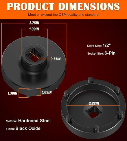 Bonbo W83009 Heavy Duty 6 Lug Axle Nut Socket Fits for 2006-2014 Dodge Ram Trucks 1500-5500 with Chassis Codes D2, DC, DD, DH, DJ, DP, DR, DS, Similar to 8954A 8954 5045 in Saudi Arabia