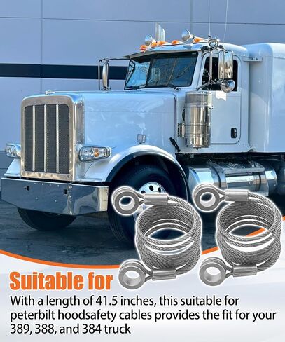 2 PCS كابل ضبط غطاء محرك السيارة (مع مقاطع) متوافق مع Peterbilt 389 388 384 ، استبدل L92-6017-1065 in Saudi Arabia