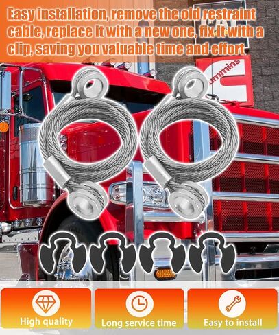 2 PCS كابل ضبط غطاء محرك السيارة (مع مقاطع) متوافق مع Peterbilt 389 388 384 ، استبدل L92-6017-1065 in Saudi Arabia