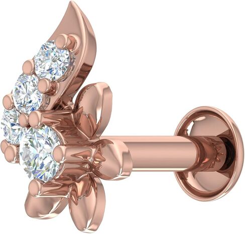 FINEROCK 0.09 Carat Natural Diamond Nose Pin Screw Back Nose Stud 14K/18K Gold Body Piercing Jewelry Gift for Women in Saudi Arabia
