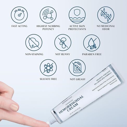 علاج البواسير - كريم البواسير مع 5٪ ليدوكائين وفينيليفرين، الألوة - علاج تقلص البواسير - تخفيف سريع للألم والتورم والنزيف والحكة والحرق - الشقوق والبواسير in Saudi Arabia