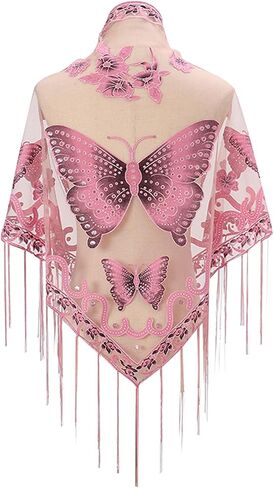 Ralcosuss Women’s Butterfly Shawl and Wrap Lace Hollow Out Triangle Pashmina Scarf for Wedding Evening Party Dresses in Saudi Arabia