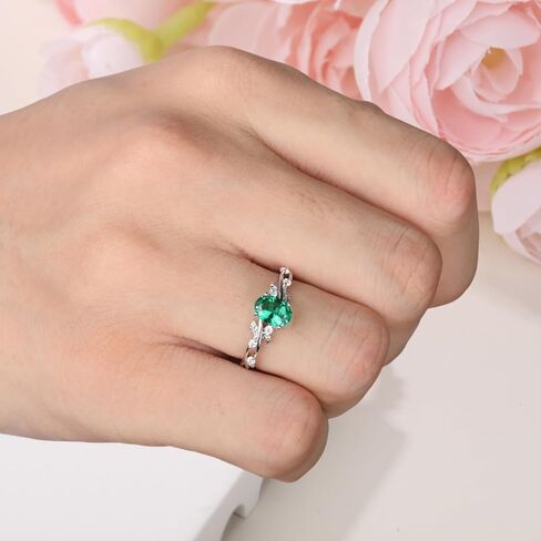 خواتم الخطوبة للنساء 925 الجنيه الفضية الفضية المقطعة البيضاوي المطحون/أسود كوارتز/زفاف الزمر الزمردي وعد بوعد 5-9 in Kuwait